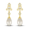 Thumbnail Image 0 of Lab-Created Sapphire & Freshwater Cultured Pearl Drop Earrings 10K Yellow Gold