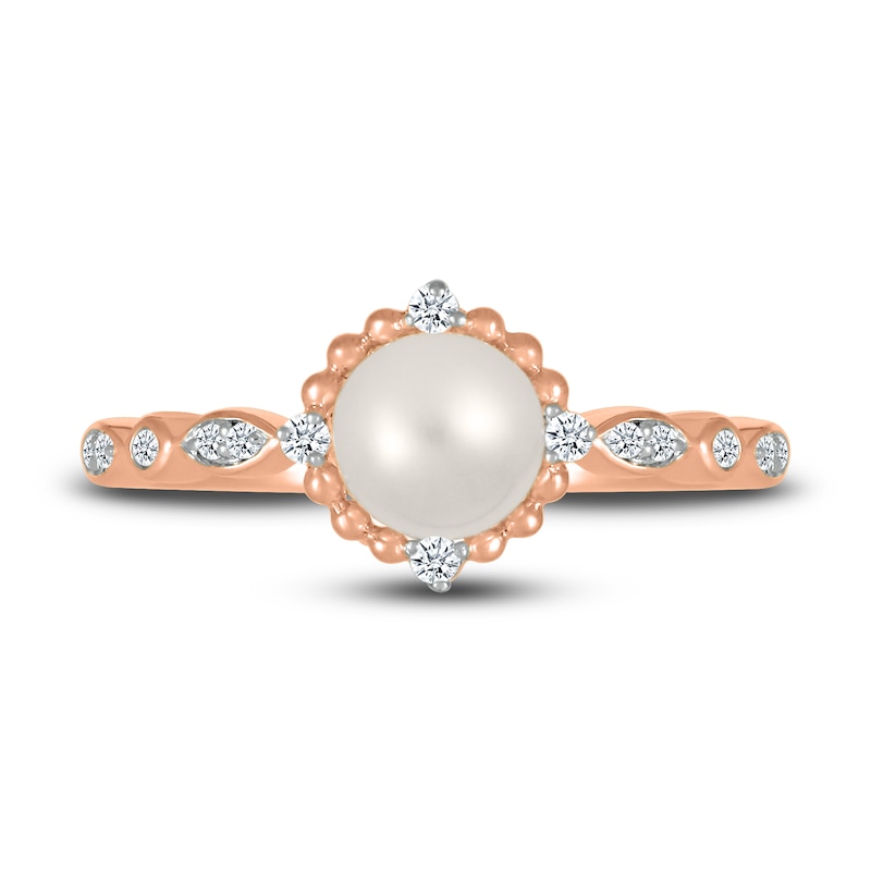 Main Image 2 of Lab-Created Sapphire & Cultured Pearl Ring 10K Rose Gold