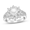 Thumbnail Image 1 of Cultured Pearl & Lab-Created White Sapphire Ring Sterling Silver