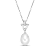 Thumbnail Image 0 of Cultured Pearl & Lab-Created White Sapphire Pendant Sterling Silver 18"