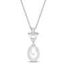 Thumbnail Image 1 of Cultured Pearl & Lab-Created White Sapphire Pendant Sterling Silver 18"