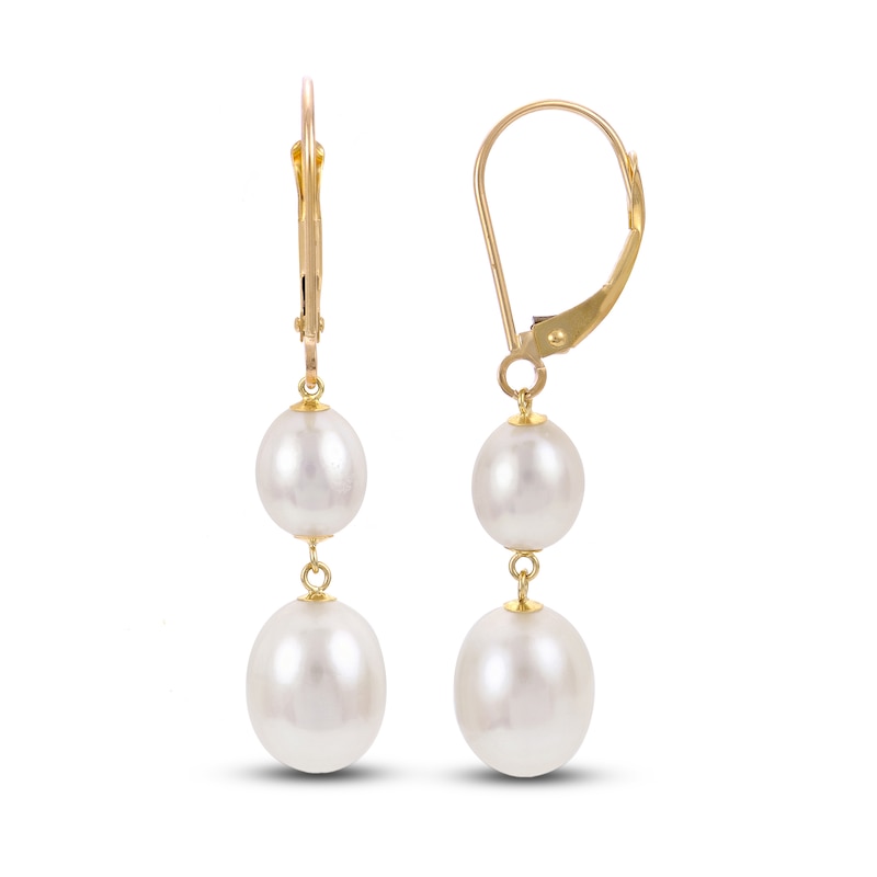 Main Image 1 of Freshwater Cultured Pearl Drop Earrings 14K Yellow Gold