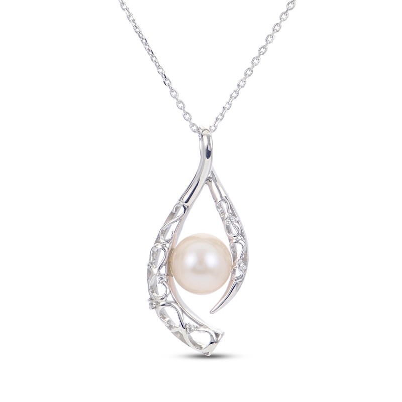 Main Image 1 of Freshwater Cultured Pearl & Natural White Topaz Necklace Sterling Silver