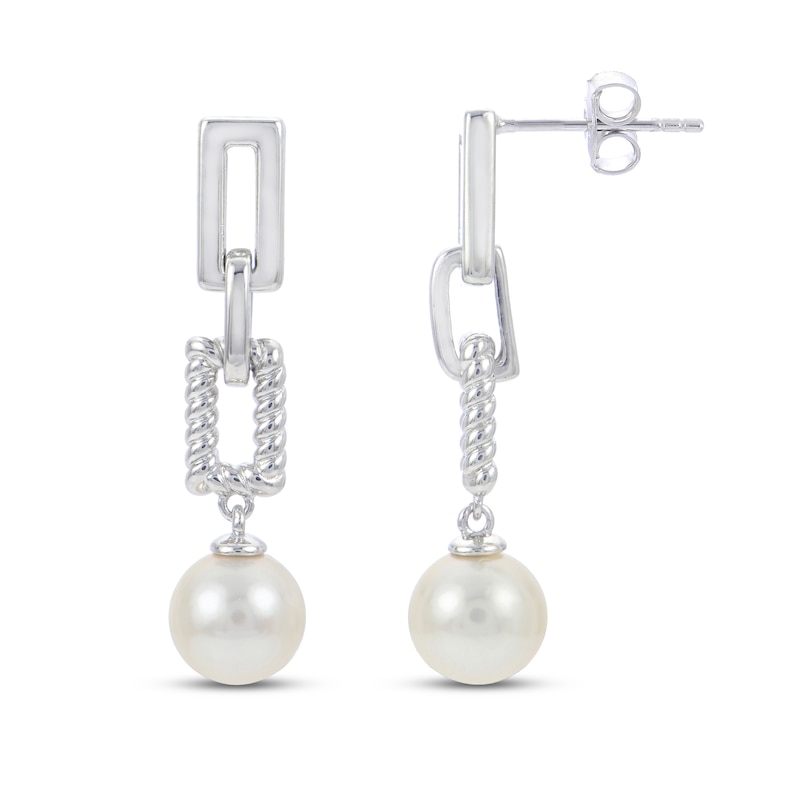 Freshwater Cultured Pearl Dangle Earrings Sterling Silver