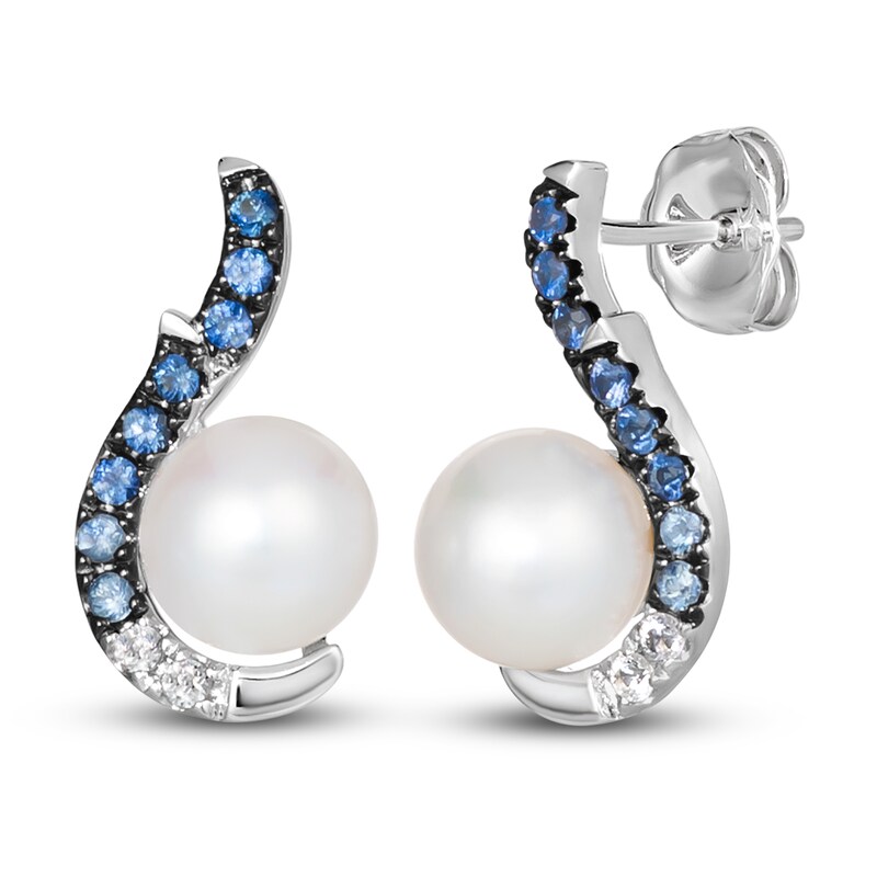 Le Vian Natural Sapphire & Freshwater Cultured Pearl Earrings 14K Vanilla Gold