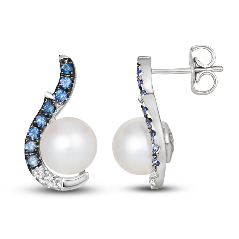 Le Vian Natural Sapphire & Freshwater Cultured Pearl Earrings 14K Vanilla Gold