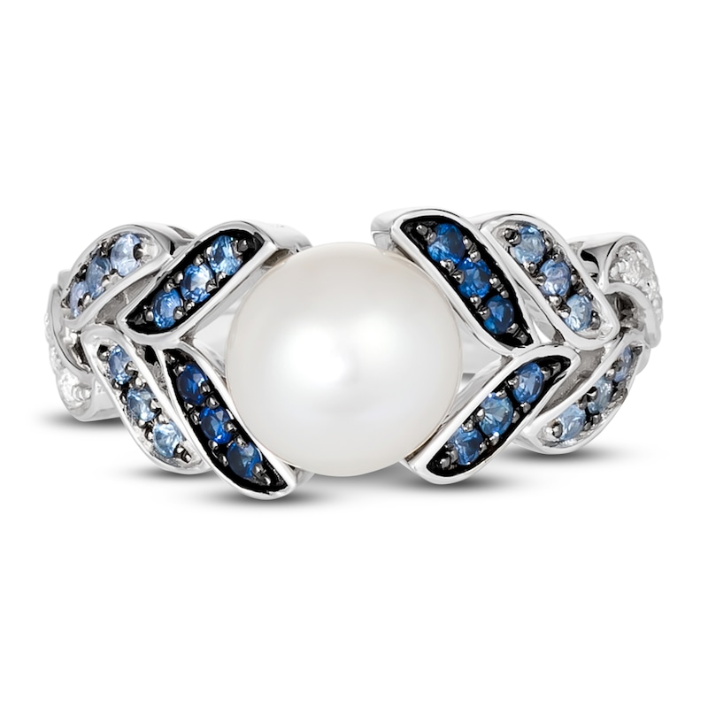 Main Image 2 of Le Vian Natural Sapphire & Freshwater Cultured Pearl Ring 14K Vanilla Gold