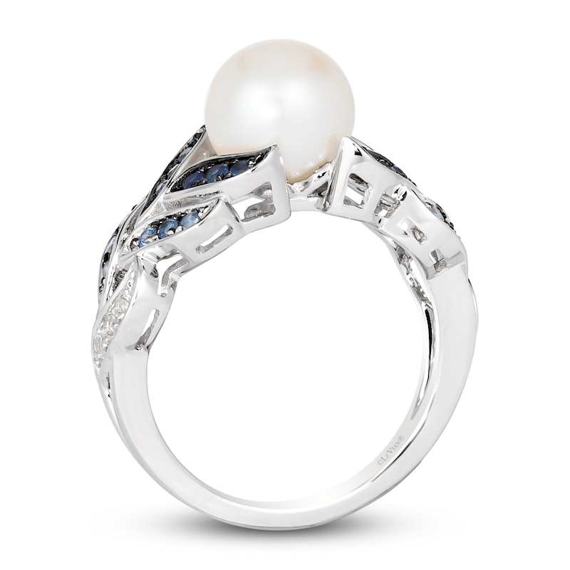 Main Image 3 of Le Vian Natural Sapphire & Freshwater Cultured Pearl Ring 14K Vanilla Gold