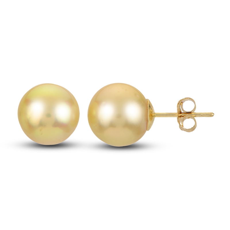 South Sea Golden Cultured Pearl Stud Earrings 14K Yellow Gold