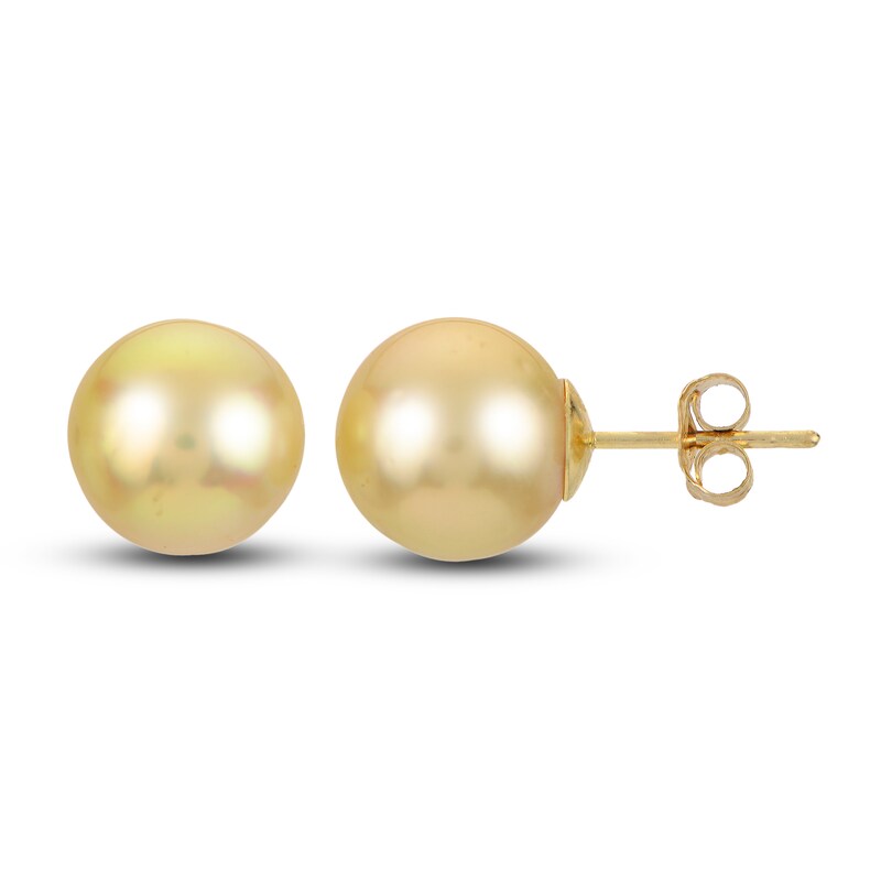 Main Image 1 of South Sea Golden Cultured Pearl Stud Earrings 14K Yellow Gold