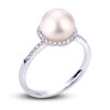 Thumbnail Image 1 of Akoya Cultured Pearl Ring 1/6 ct tw Diamonds 14K White Gold