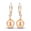 Thumbnail Image 1 of South Sea Cultured Pearl Dangle Earrings 1/10 ct tw Diamonds 14K Yellow Gold