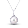 Thumbnail Image 1 of Akoya Cultured Pearl Necklace 1/6 ct tw Diamonds 14K White Gold 18"