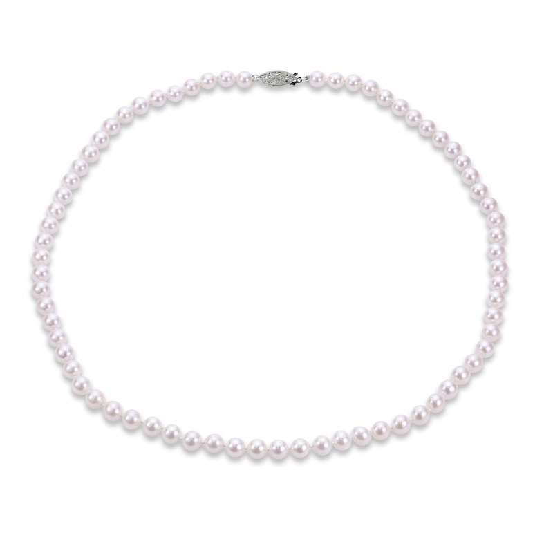 Akoya Cultured Pearl Necklace 14K White Gold 18