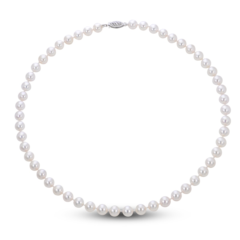 Main Image 1 of Akoya Cultured Pearl Necklace 14K White Gold 16"
