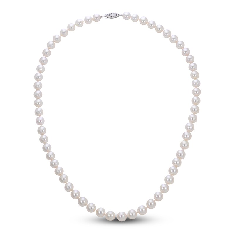 Main Image 1 of Akoya Cultured Pearl Necklace 14K White Gold 24"