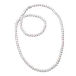 Akoya Cultured Pearl Necklace 14K White Gold 30"