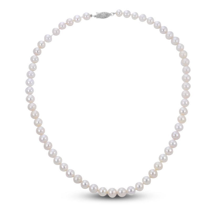 Main Image 1 of Akoya Cultured Pearl Necklace 14K White Gold 18"