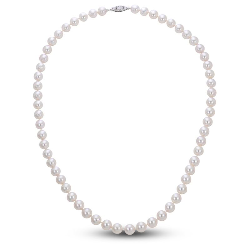 Main Image 1 of Akoya Cultured Pearl Necklace 14K White Gold 20"