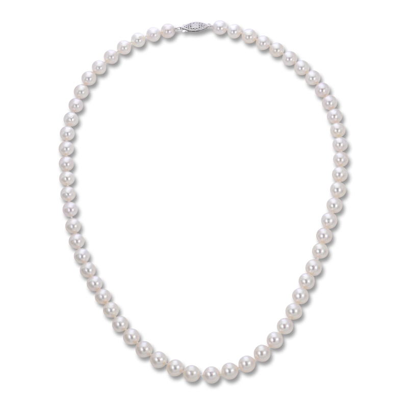 Main Image 1 of Akoya Cultured Pearl Necklace 14K White Gold 24"