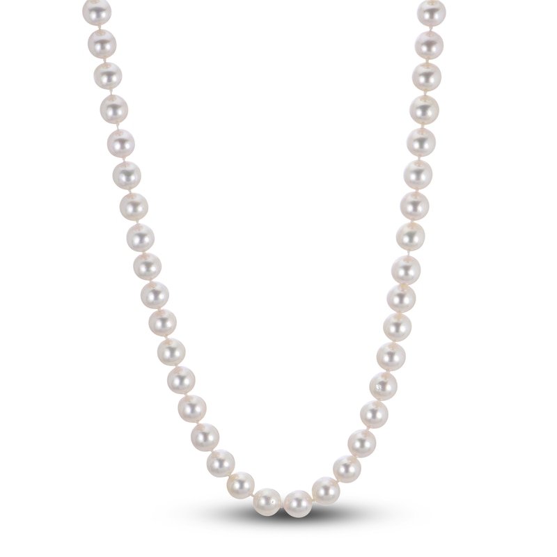Main Image 2 of Akoya Cultured Pearl Necklace 14K White Gold 24"
