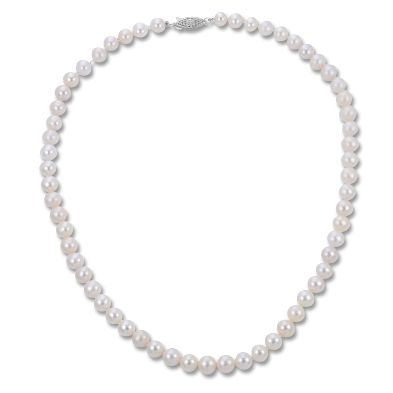 Main Image 1 of Akoya Cultured Pearl Necklace 14K White Gold 18"