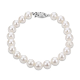 Akoya Cultured Pearl Bracelet 14K White Gold 8"