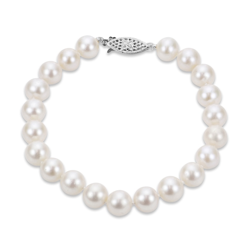 Akoya Cultured Pearl Bracelet 14K White Gold 8"