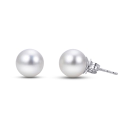 Akoya Cultured Pearl Stud Earrings 14K White Gold