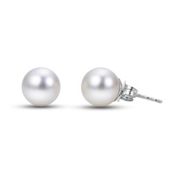 Akoya Cultured Pearl Stud Earrings 18K White Gold