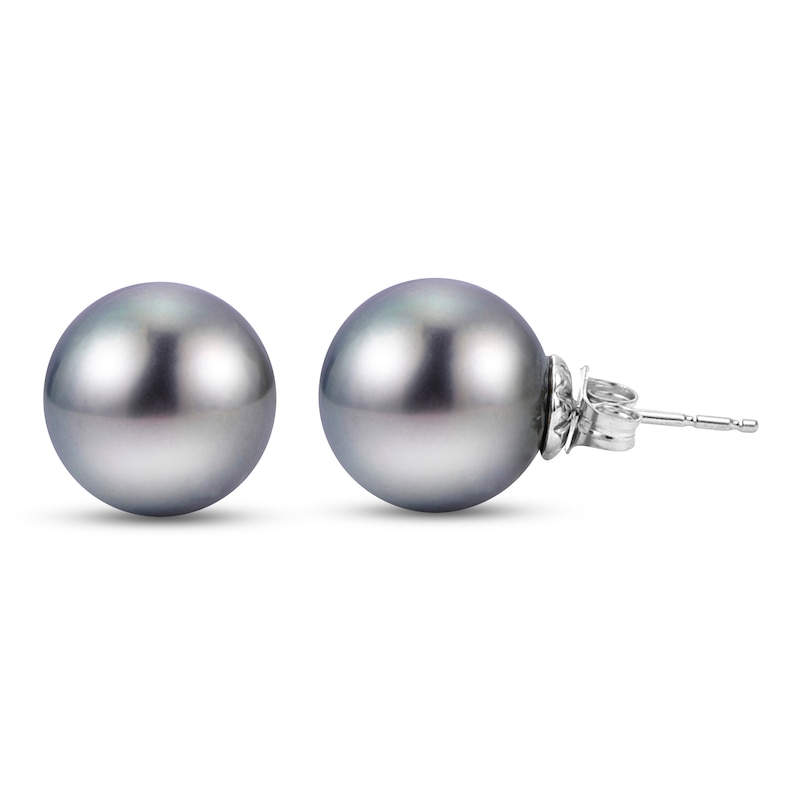 Main Image 1 of Tahitian Freshwater Cultured Pearl Stud Earrings 14K White Gold