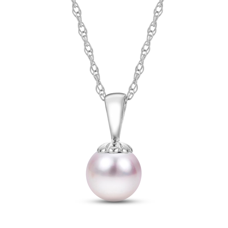 Main Image 1 of Akoya Cultured Pearl Necklace 14K White Gold 18"