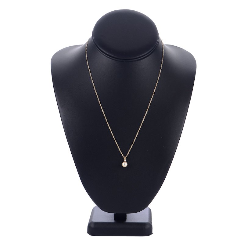 Main Image 2 of Akoya Cultured Pearl Necklace Diamond Accent 14K Yellow Gold 18"