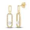 Thumbnail Image 0 of Freshwater Cultured Pearl Dangle Earrings 1/4 ct tw Diamonds 10K Yellow Gold