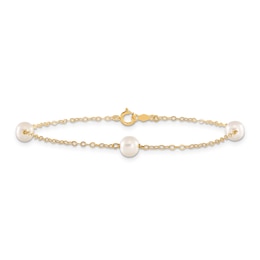Cultured Freshwater Pearl Station Bracelet 14K Yellow Gold 7.25&quot;