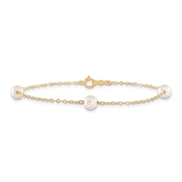 Freshwater Cultured Pearl Station Bracelet 14K Yellow Gold 7.25"