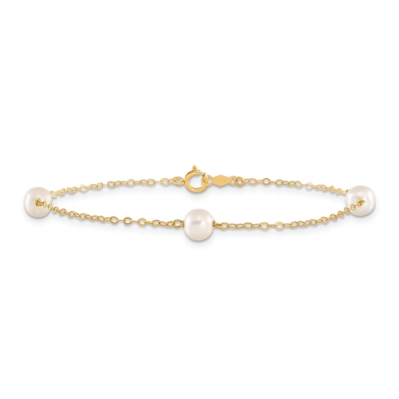 Main Image 1 of Freshwater Cultured Pearl Station Bracelet 14K Yellow Gold 7.25"