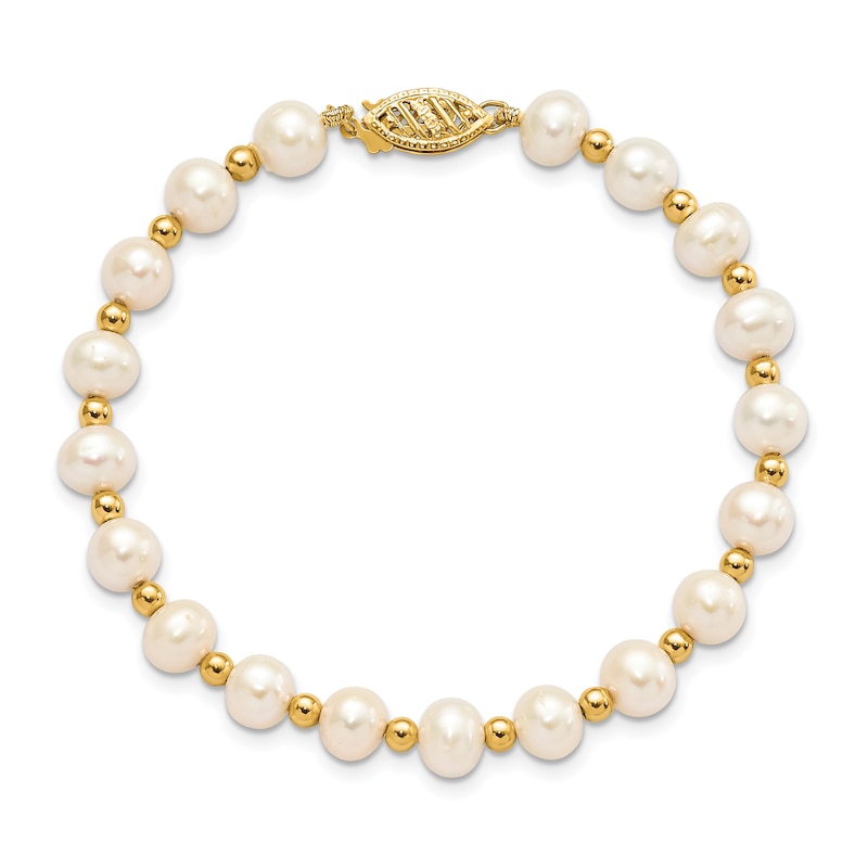 Main Image 1 of Freshwater Cultured Pearl Bead Bracelet 14K Yellow Gold 7-inch