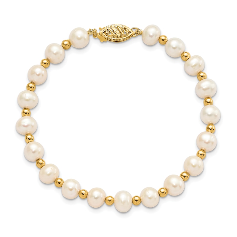 Freshwater Cultured Pearl Bead Bracelet 14K Yellow Gold 7-inch