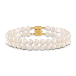 Freshwater Cultured Pearl Dual Strand Bracelet 14K Yellow Gold 7.5"