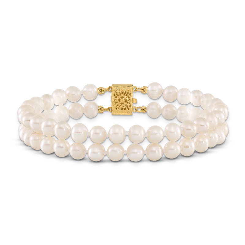 Main Image 1 of Freshwater Cultured Pearl Dual Strand Bracelet 14K Yellow Gold 7.5"