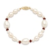 Thumbnail Image 1 of Freshwater Cultured Pearl & Natural Garnet Bead Bracelet 14K Yellow Gold 7.5"