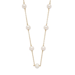 Freshwater Cultured Pearl Station Necklace 14K Yellow Gold 16"