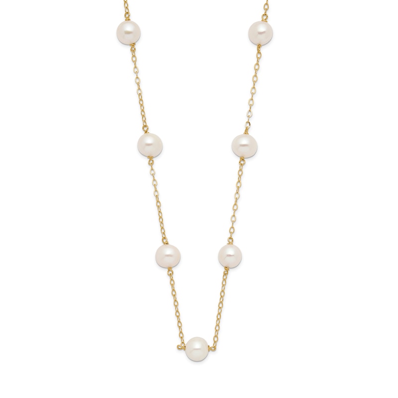 Main Image 1 of Freshwater Cultured Pearl Station Necklace 14K Yellow Gold 16"