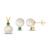 Thumbnail Image 1 of Freshwater Cultured Pearl & Natural Emerald Pendant/Earrings Set 14K Yellow Gold