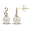 Thumbnail Image 1 of Freshwater Cultured Pearl Dangle Earrings 1/20 ct tw Diamonds 14K Yellow Gold