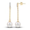 Thumbnail Image 1 of Akoya Cultured Pearl Earrings 1/20 ct tw Diamonds 14K Yellow Gold