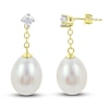 Thumbnail Image 0 of Cultured Freshwater Pearl Earrings 1/5 ct tw Diamonds 14K Yellow Gold