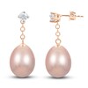 Thumbnail Image 0 of Pink Cultured Freshwater Pearl Earrings 1/5 ct tw Diamonds 14K Rose Gold