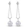 Thumbnail Image 1 of Akoya Cultured Pearl Earrings 1/6 ct tw Diamonds 14K White Gold